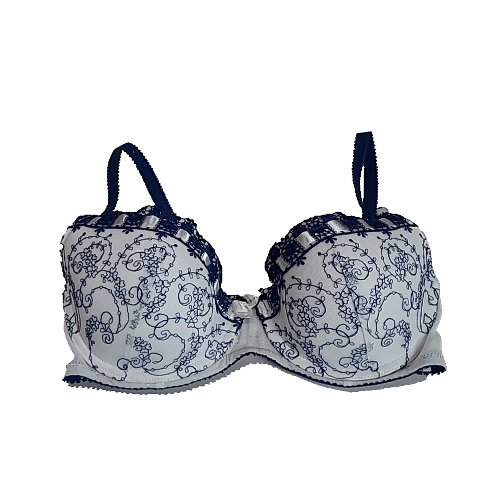 Ambrielle White Floral Full Coverage Adjustable Underwire Push Up Bra Size 36C‎